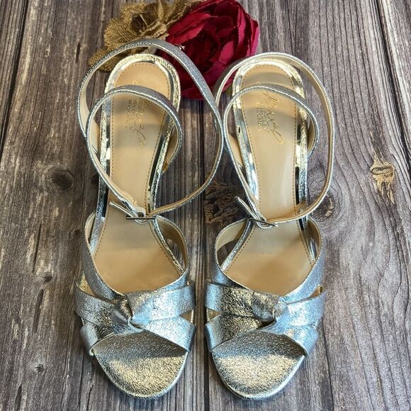 JEWEL BADGLEY MISCHKA Rhonda Silver Evening Sandals 10M - Picture 2 of 11